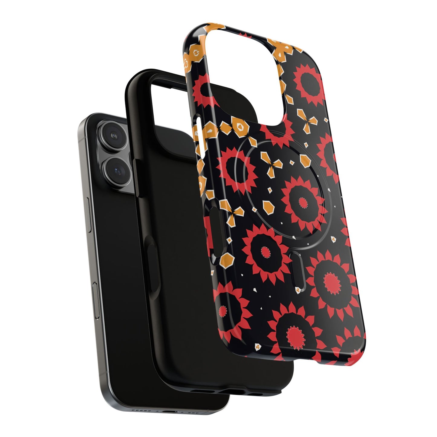 Midnight Ember Bloom Tough Magnetic iPhone Case, Bohemian Floral Design, Stylish iPhone Protection, Gift for Her, Trendy iPhone Accessories