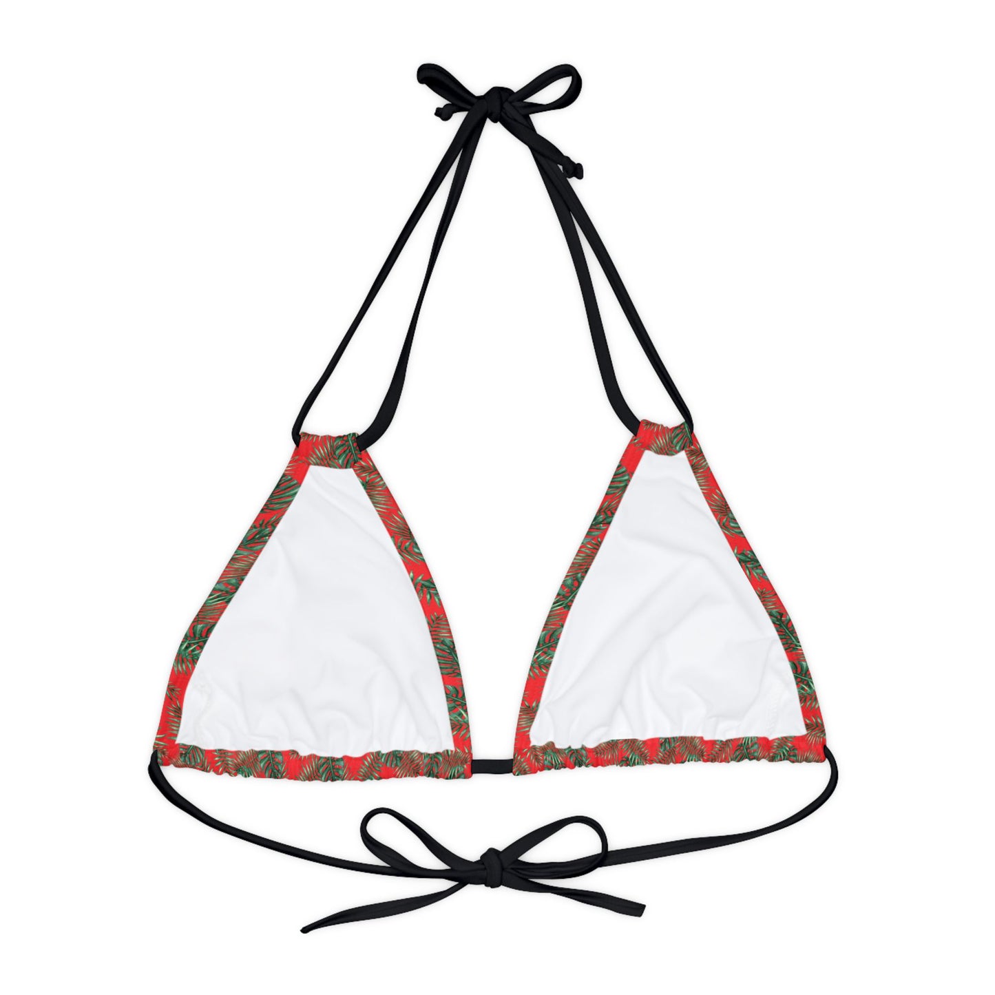 Red Tropical Bliss Strappy Triangle Bikini Top (AOP)- (PY)