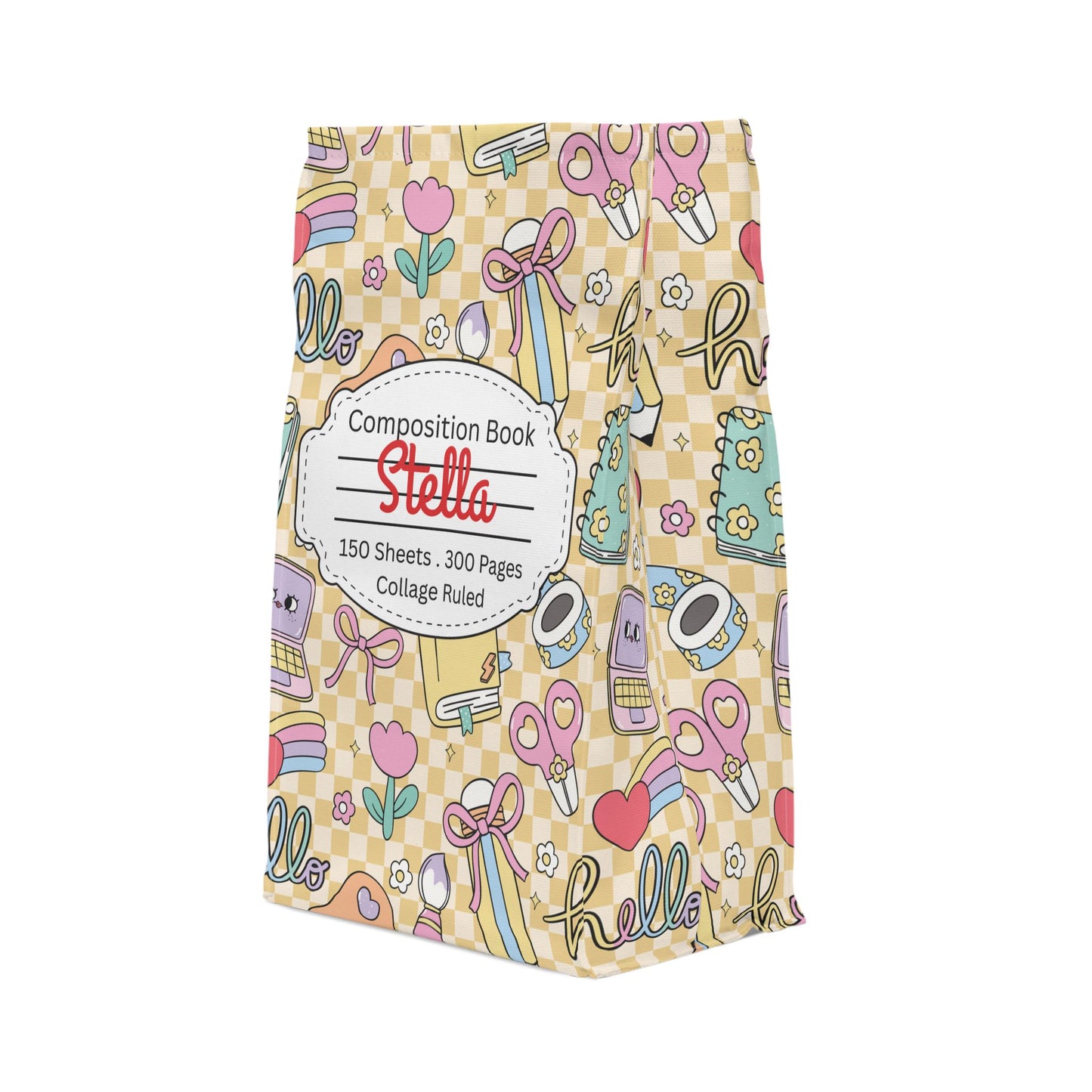 Custom Doodle Daydream Composition Book Inspired Stylish Polyester Lunch Box for Kids - Perfect for School, Picnics, or Snacks | Personalized ABC Design, Back to School, Family [...]