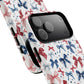 Patriotic Coquette Tough iPhone Magnetic Case, Stylish Gift for Her, Summer Celebrations, Cute Bow Design