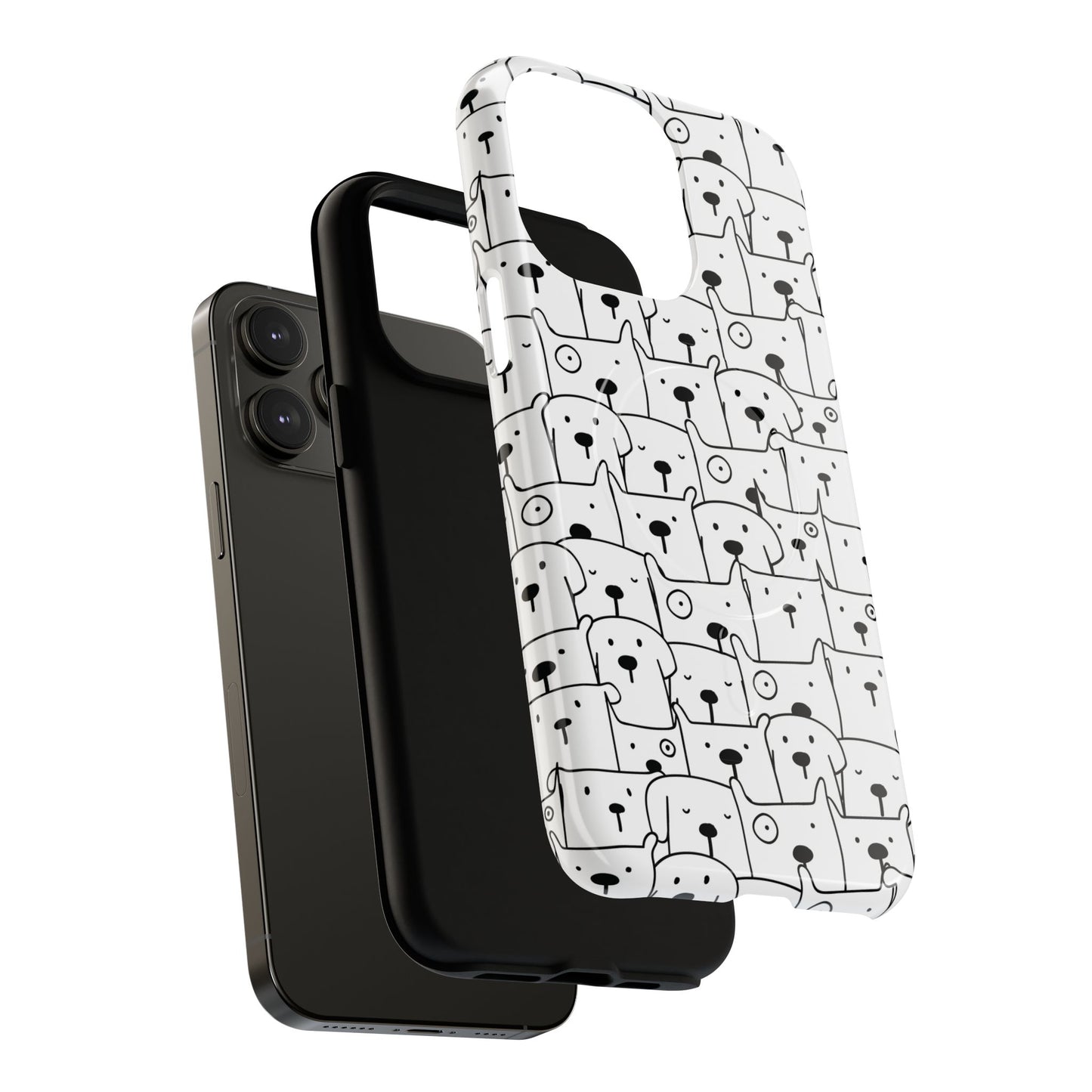 Cute Woof Line-Up iPhone Case, Tough Magnetic Case for Pet Lovers, Stylish Phone Accessory, Gift for Dog Owners, Protective Pet Case