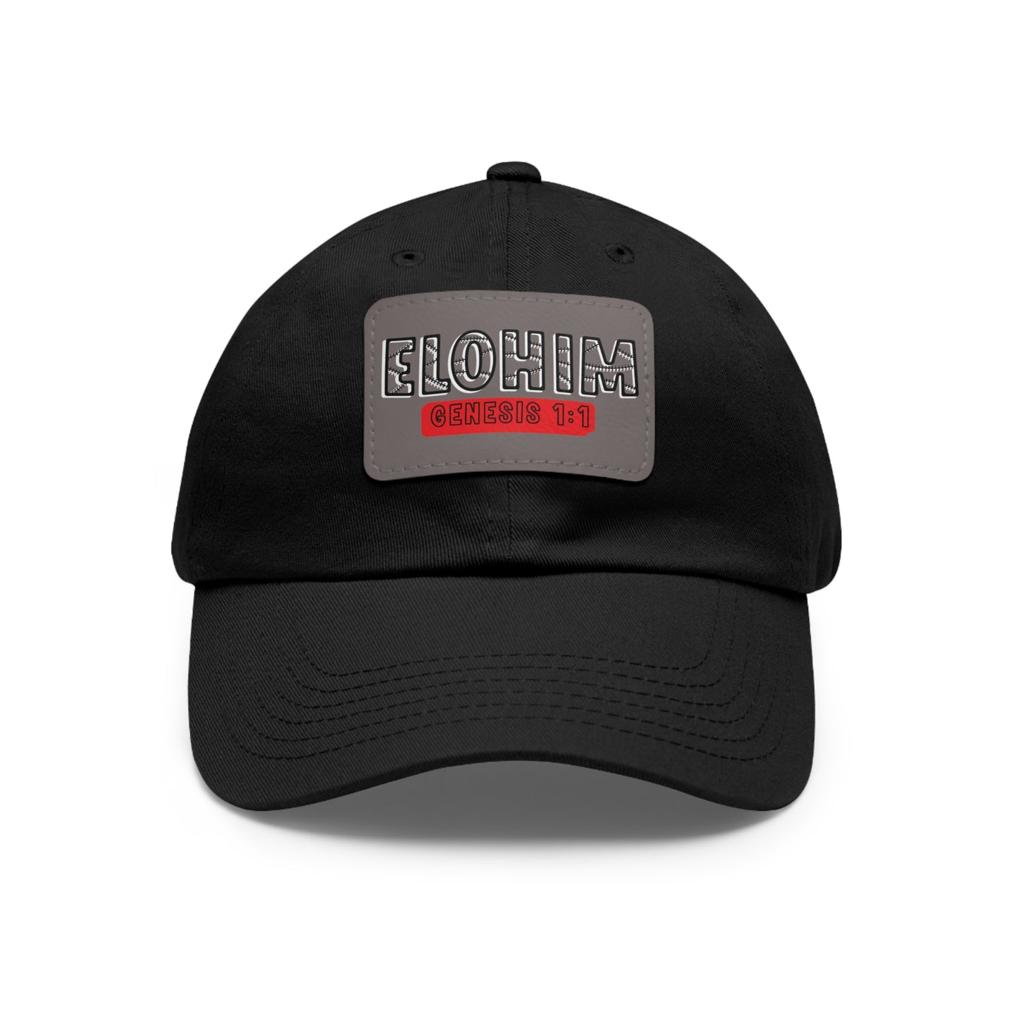 'ELOHIM, GENESIS 1:1- Stylish Dad Hat with Leather Patch | Great for Gifts for All, Casual Wear, Outdoor Activities, and Religious Events