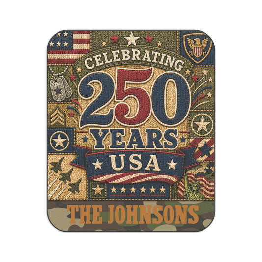 Personalized 'Celebrating 250 Years USA' Picnic Blanket — Custom Family Name (The Johnsons)