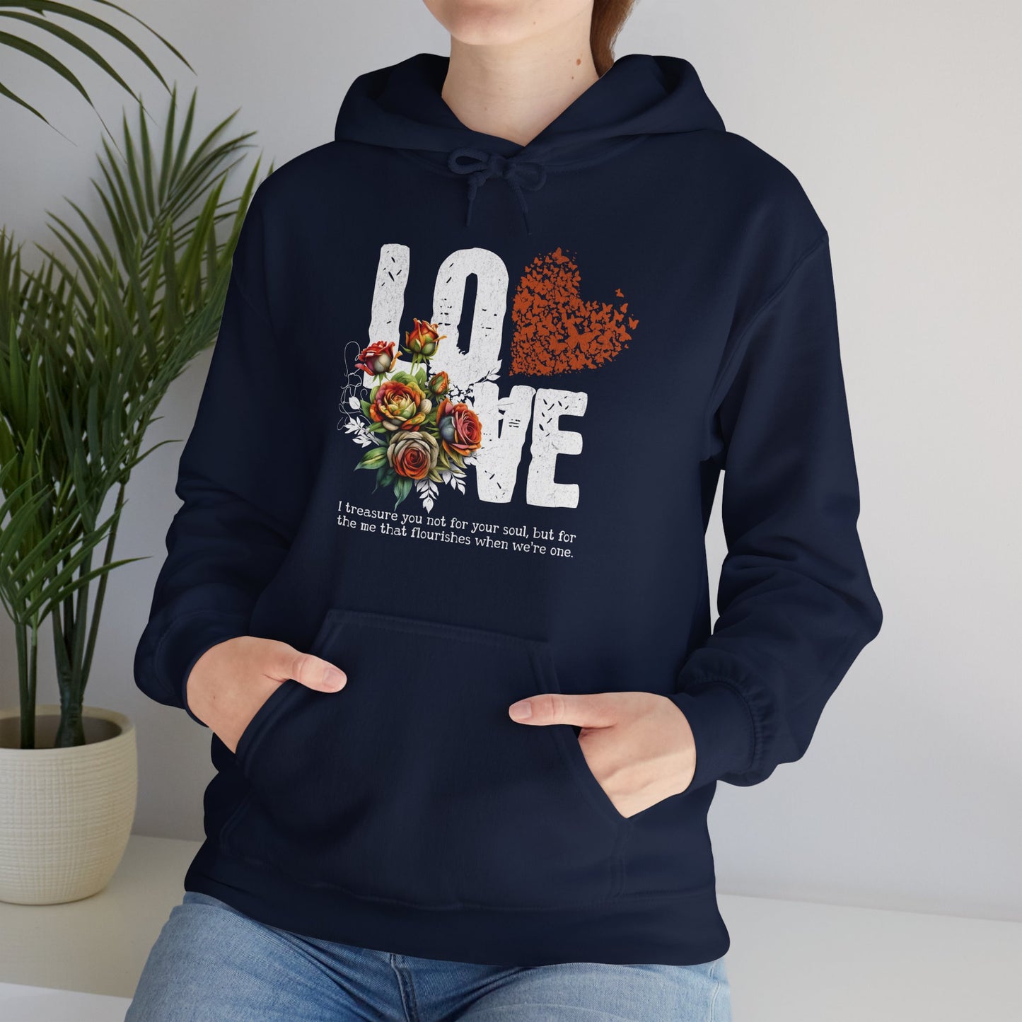 Love Floral Sweatshirt - Unisex Heavy Blend™ Hooded Pullover for Comfort and Style