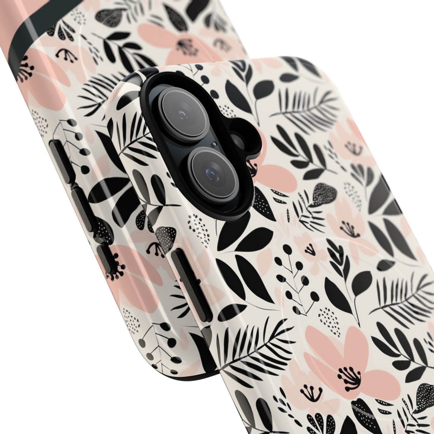 Personalized Floral Blush Garden Whisper Tough Magnetic MagSafe® iPhone® 13, 14, 15, 16, 17, Pro, Pro Max, Plus Cases (Custom Name).