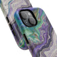 Stylish Purple Acrylic Tough Magnetic iPhone Cases, Unique Protective Cases for iPhone, Colorful Marble Design, Great Gift for iPhone Lovers