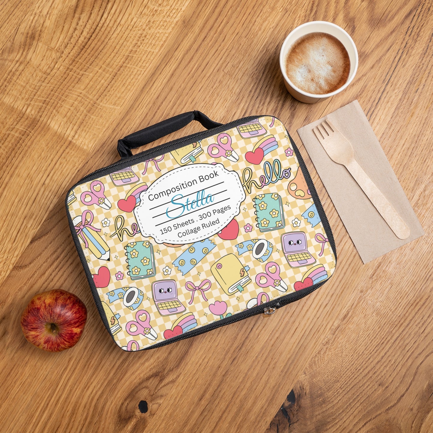 Personalized Doodle Daydream Composition Book Inspired Colorful Kids Lunch Bag for School, Snack Bag, Lunch Tote, Lunchbox, Kids' Bag with Fun Back to School Design