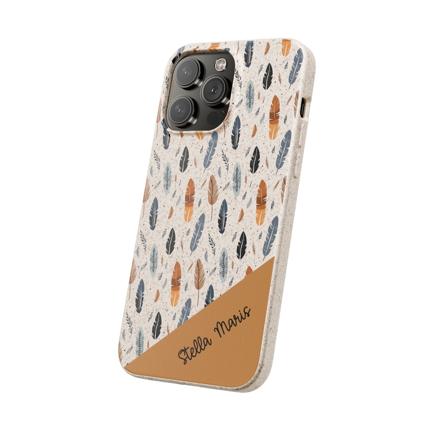 Personalized Whispering Feathers Samsung and iPhone Biodegradable Case, Custom Name Case.