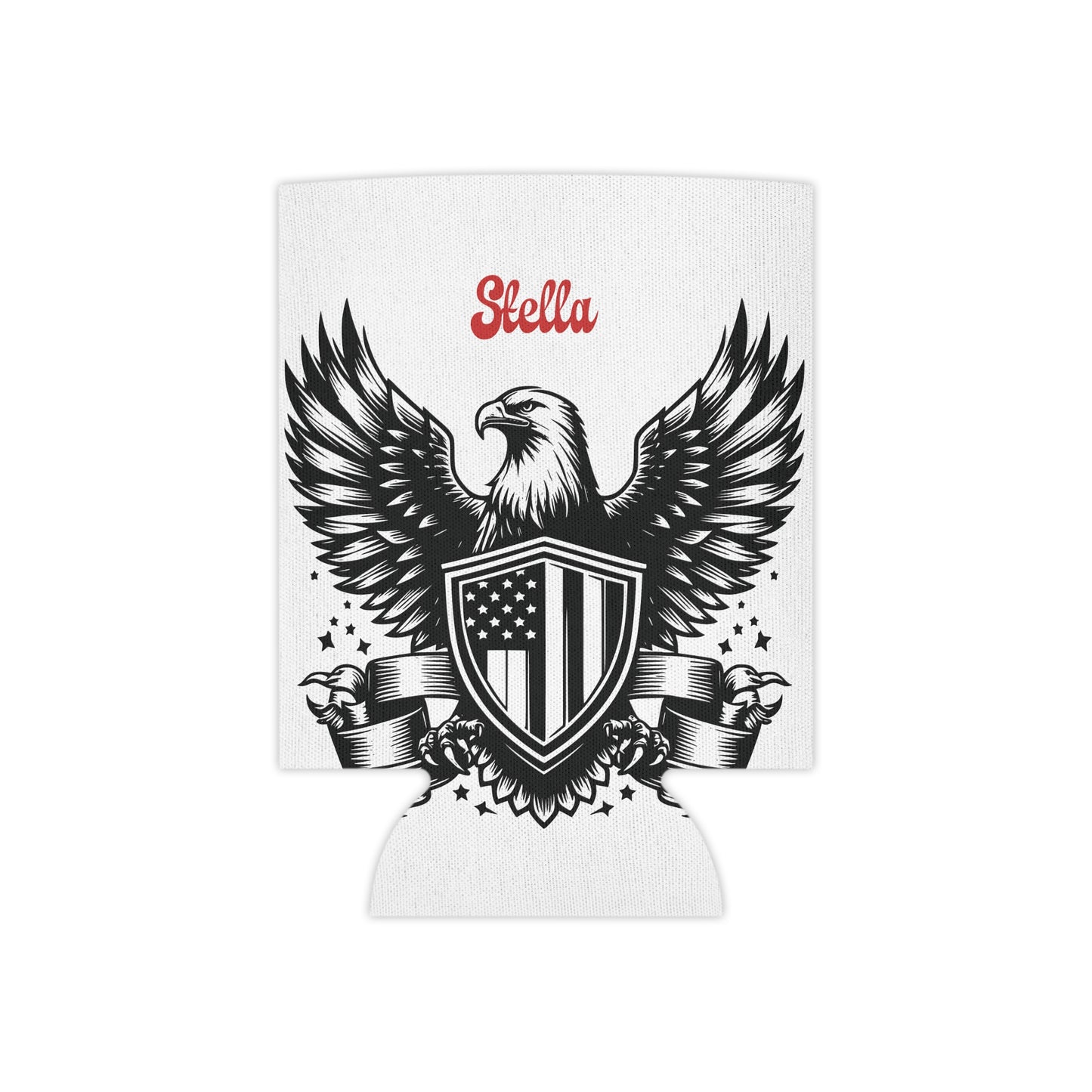 Personalized Patriotic Eagle with Shield Design Can Cooler — (Custom Name)