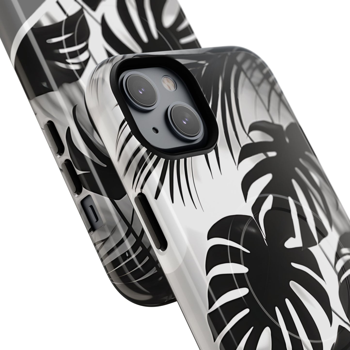 Personalized Monochrome Monstera Tropical Phone Case - Tough Magnetic MagSafe® Cases, Gifts for Nature Lovers, Stylish Phone Accessories, Gifts for Her.