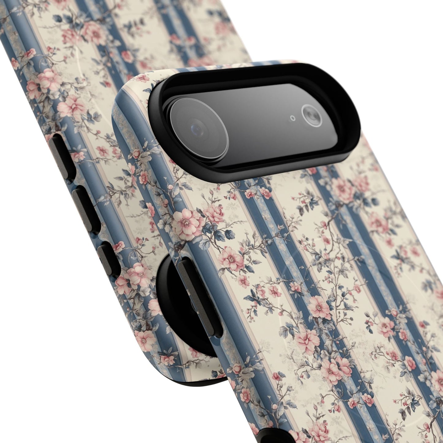 Victorian Rose Stripe iPhone Case, Tough Magnetic Cases for Stylish Protection, Flower Pattern iPhone Cover, Trendy Gift Idea for Her