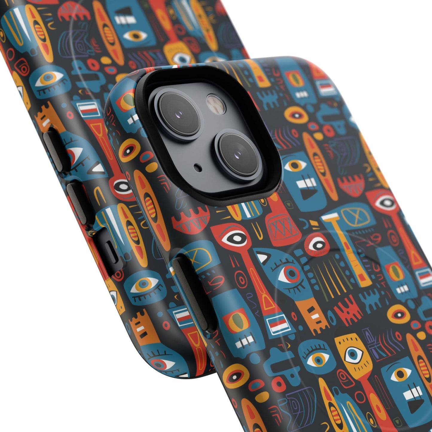 Personalized Tough MagSafe Magnetic iPhone Case — Colorful Abstract Totem Custom Name