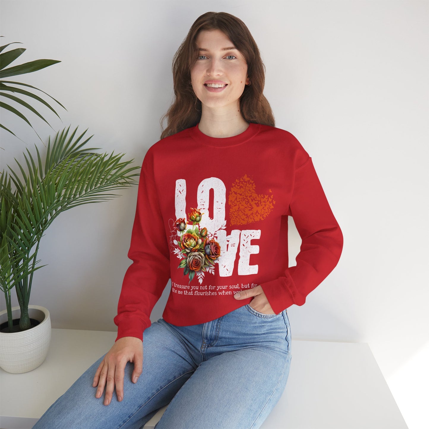 Love Always Gildan Crewneck Sweatshirt - Floral Design for Couples