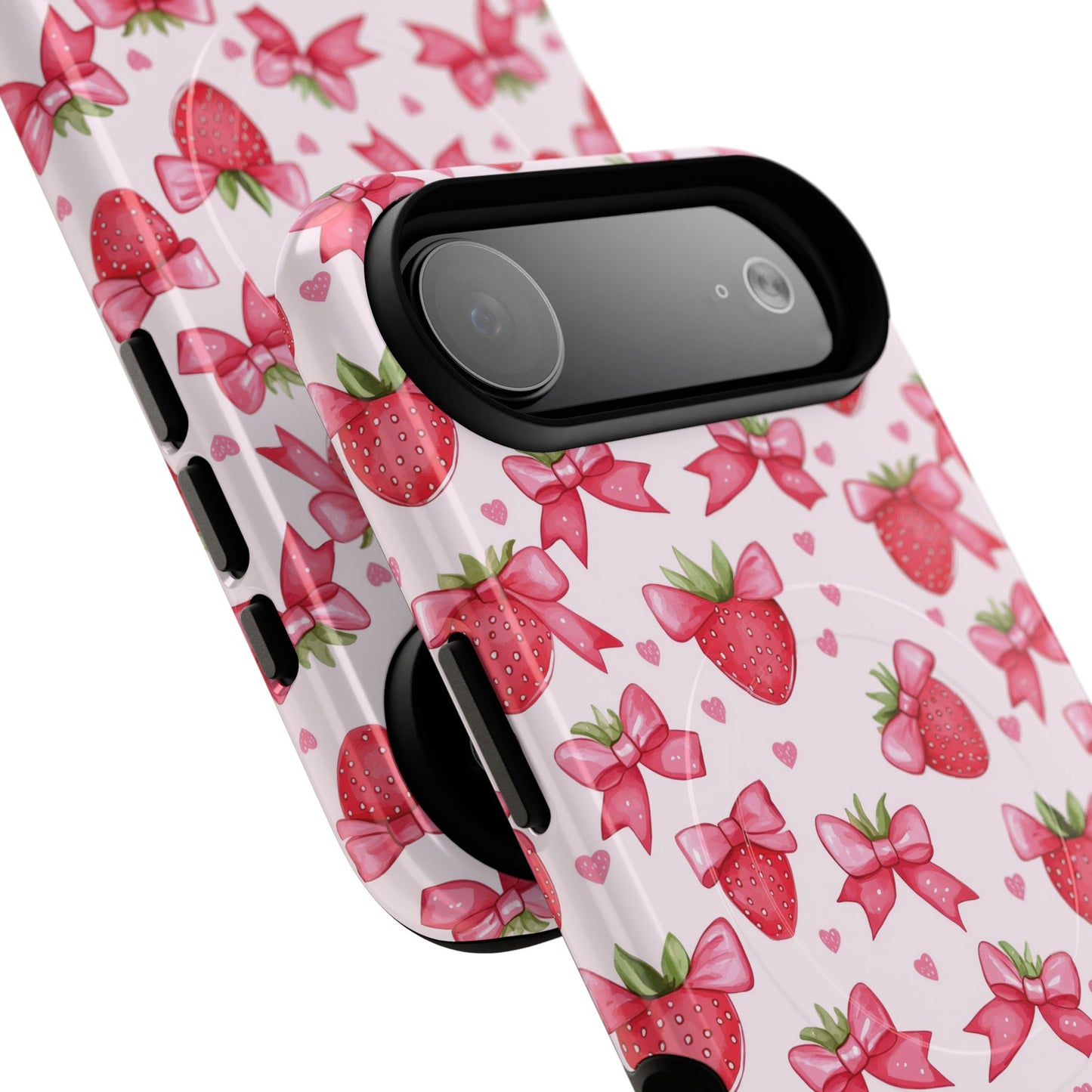 Strawberry Coquette Sweetheart Magnetic iPhone Case, Cute iPhone Cover, Gift for Her, Floral Tech Accessory, Stylish Protection, Mother's Day Gift