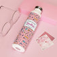 Personalized Pink Chalkboard Chic Composition Book Inspired Slim Water Bottle, Customizable Drinkware, Eco-Friendly Hydration Bottle, Perfect for Gifts, School Supplies, Back to School