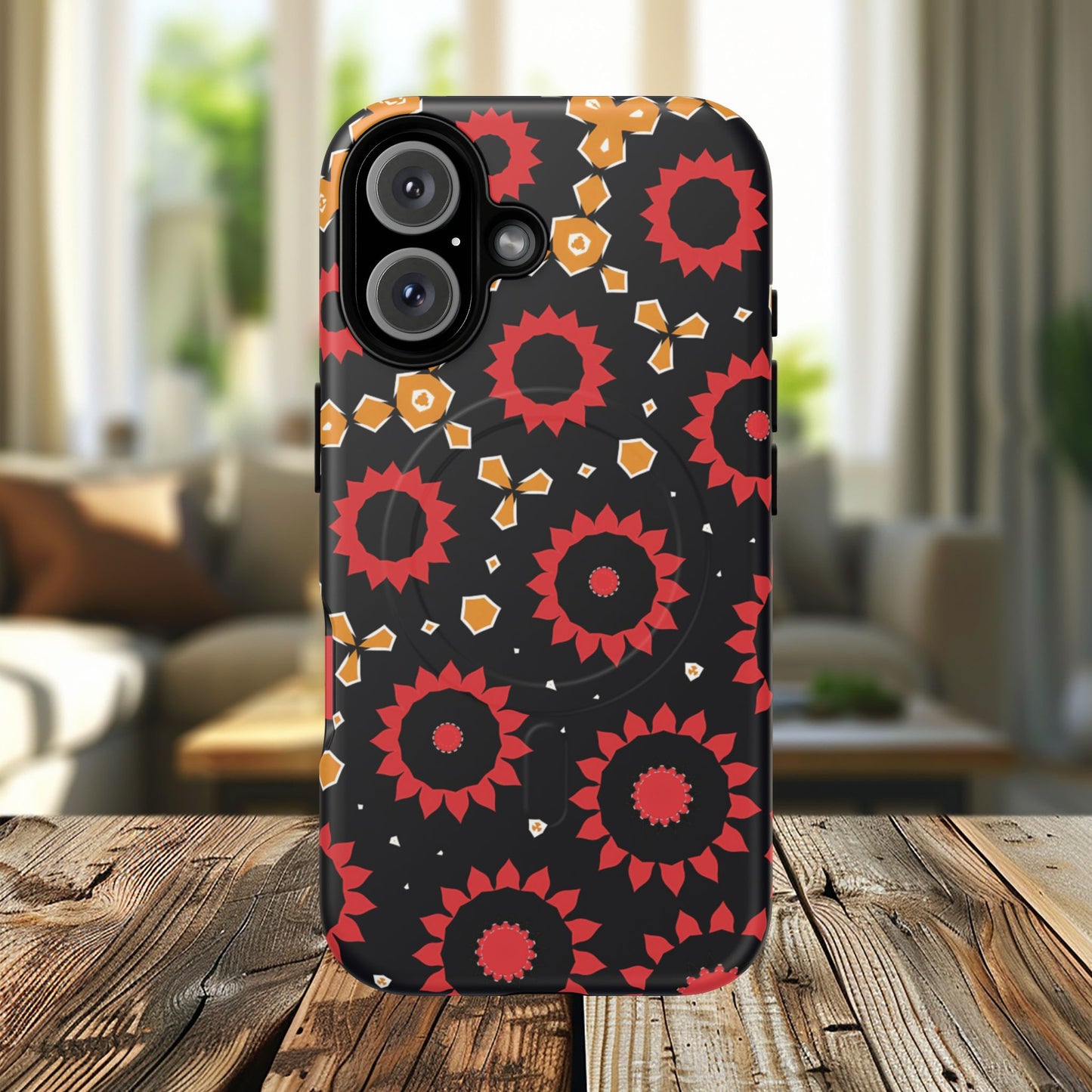 Midnight Ember Bloom Tough Magnetic iPhone Case, Bohemian Floral Design, Stylish iPhone Protection, Gift for Her, Trendy iPhone Accessories