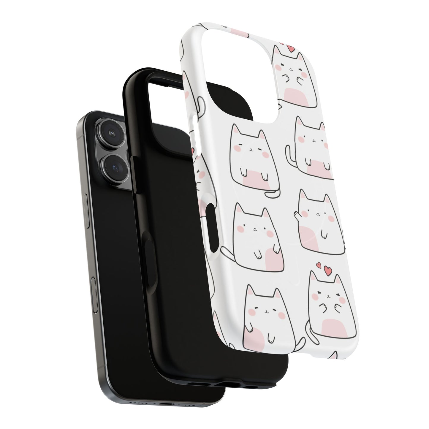 Cute Kawaii Cat Tough Magnetic iPhone Case, Cute Cat Lover Gift, Kawaii iPhone Cover, Tough iPhone Case, Unique Pet Themed Accessory,