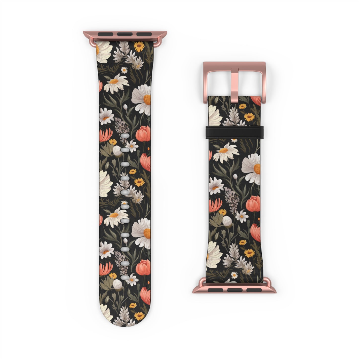 Blossom Elegance: Noir Garden Floral Watch Band - Stylish Floral Design for Smartwatches