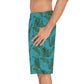 Turquoise Tropical Bliss Men's Board Shorts (AOP)- (PY)