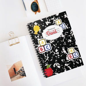 Personalized Black Composition Book Inspired Playful ABC Spiral Notebook - Perfect for School, Journaling, Kids, Teachers, Back to School Gifts
