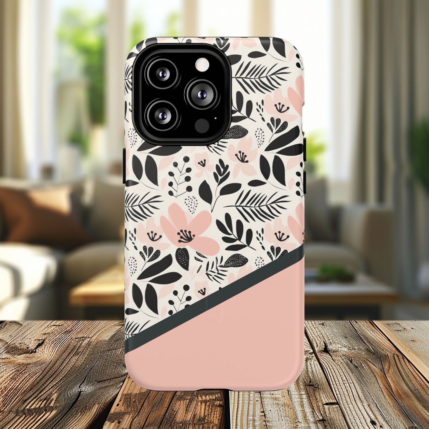 Personalized Floral Blush Garden Whisper Tough Magnetic MagSafe® iPhone® 13, 14, 15, 16, 17, Pro, Pro Max, Plus Cases (Custom Name).