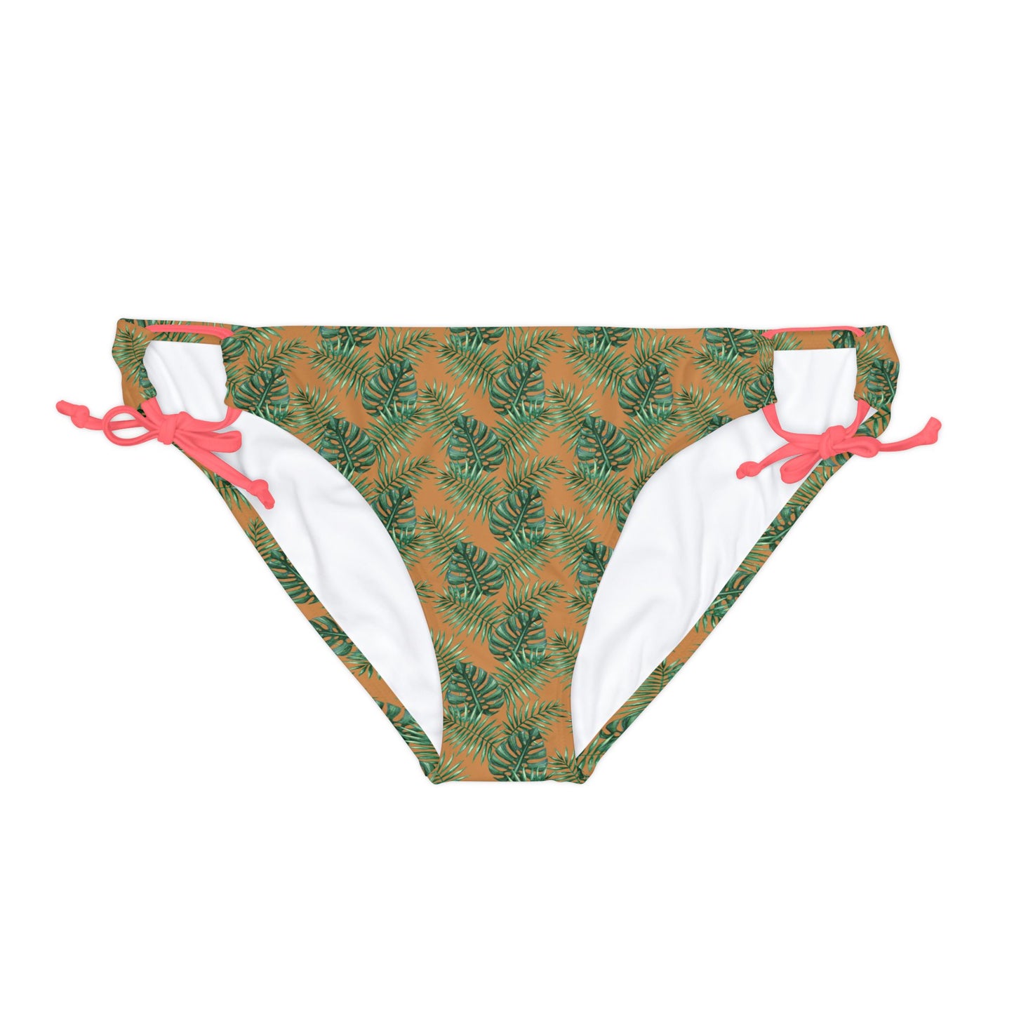 Brown Tropical Bliss Loop Tie Side Bikini Bottom (AOP)