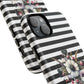 Faith in Bloom Tough iPhone Magnetic Case, iPhone Accessories, Floral iPhone Cover, Durable Cases for Gifts, Black and White Stripes