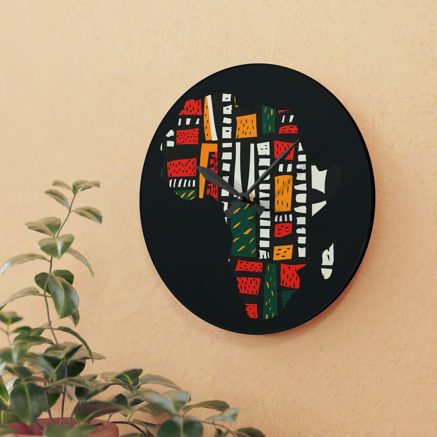 Colorful African Map Wall Clock – Modern Home Decor