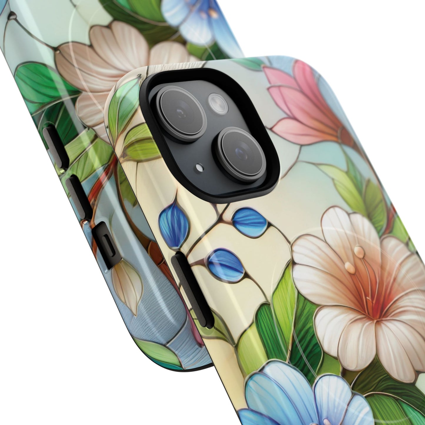 Rose Petal Mosaic Tough iPhone Magnetic Case, Durable Protection, Stylish iPhone Design, Gift for Her, Nature Lover, Unique Stained Glass  Accessory