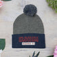 Red Pom-Pom Knit Cap with 'ELOHIM, GENESIS 1:1'  Embroidery Beanie - Stylish Winter Accessory for All Ages, Perfect Gift for Birthdays, Holidays, and Outdoor Activities