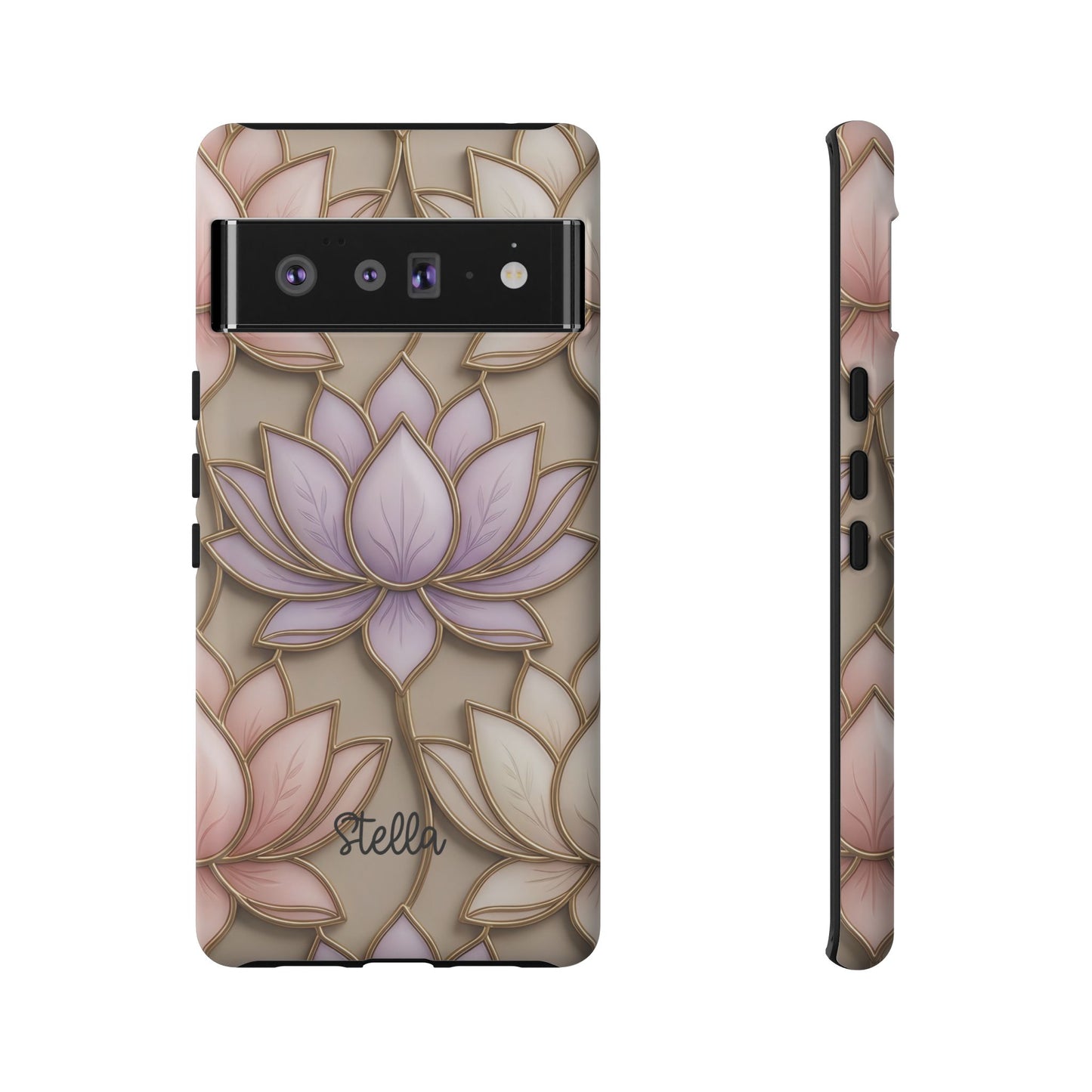 Personalized Lotus Floral Stained Glass Effect Tough Phone Case