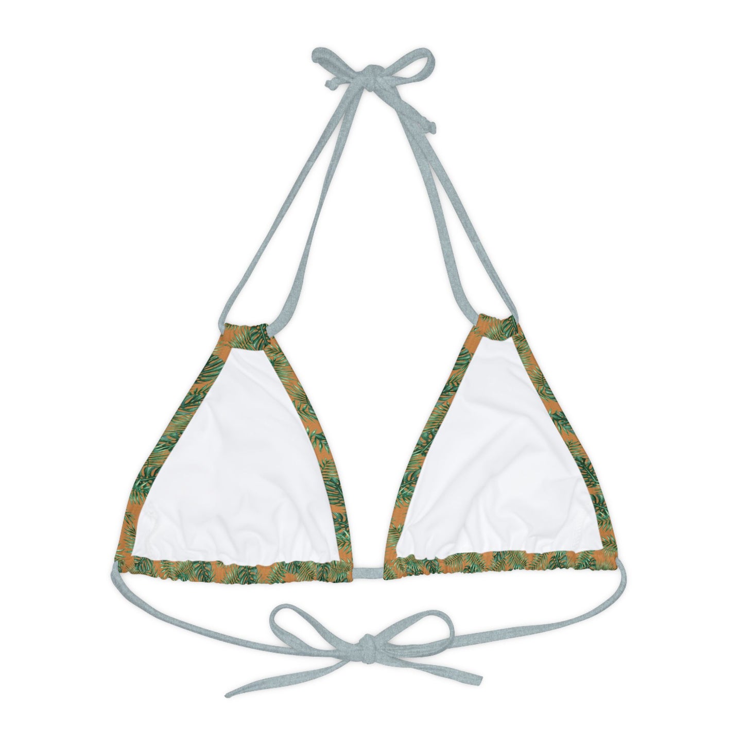 Brown Tropical Bliss Strappy Triangle Bikini Top (AOP)- (PY)