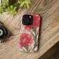 Stained Glass Effect Carnation Floral Tough Phone Case – Pink Vintage Botanical Protective Cover