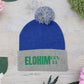 Pom-Pom Knit Cap with 'ELOHIM, GENESIS 1:1'  Embroidery Beanie - Stylish Winter Accessory for All Ages, Perfect Gift for Birthdays, Holidays, and Outdoor Activities
