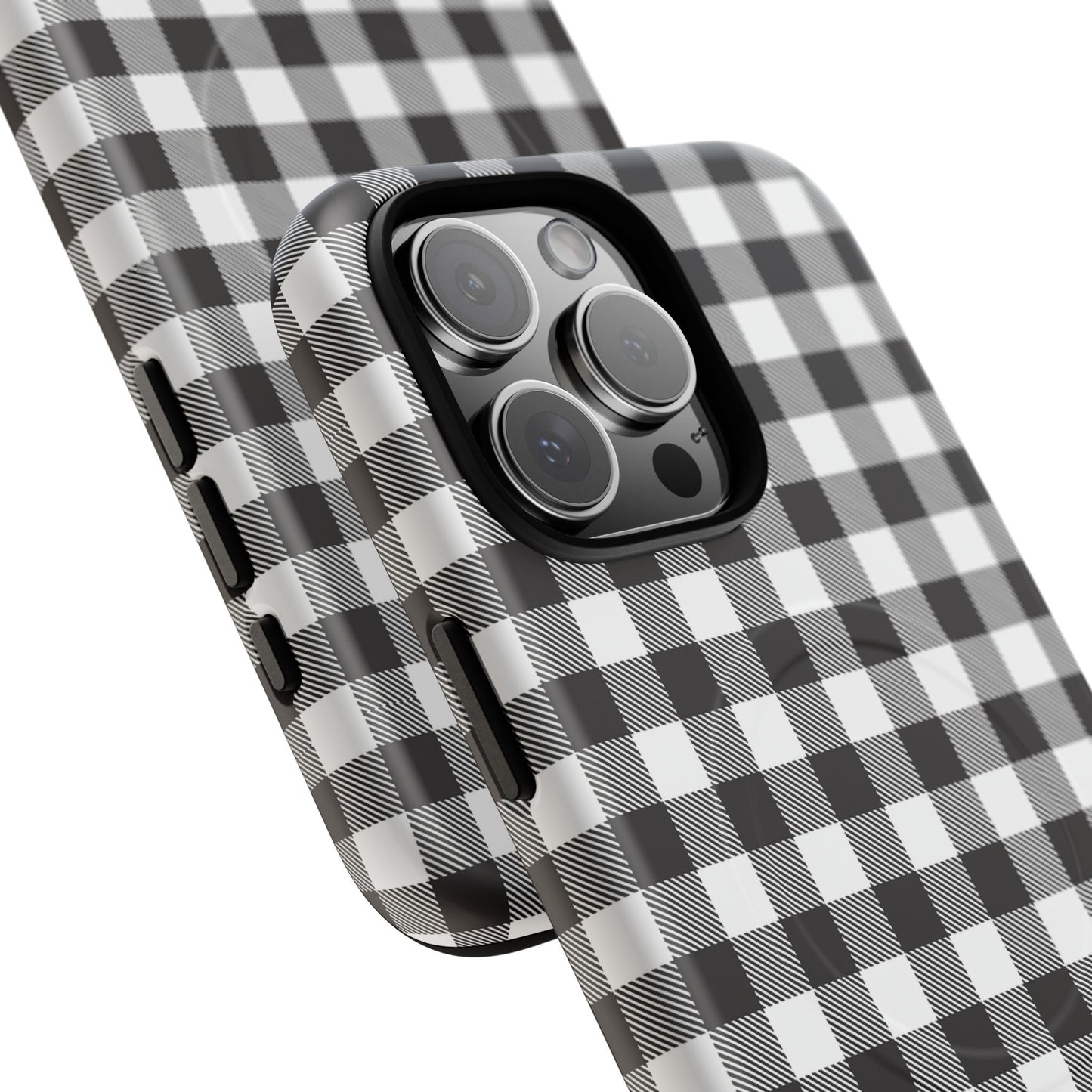 Black and White Gingham Phone Case, Tough Magnetic Cases, Stylish Phone Cover, Gift for Her, Trendy Phone Accessory, Checkered Print
