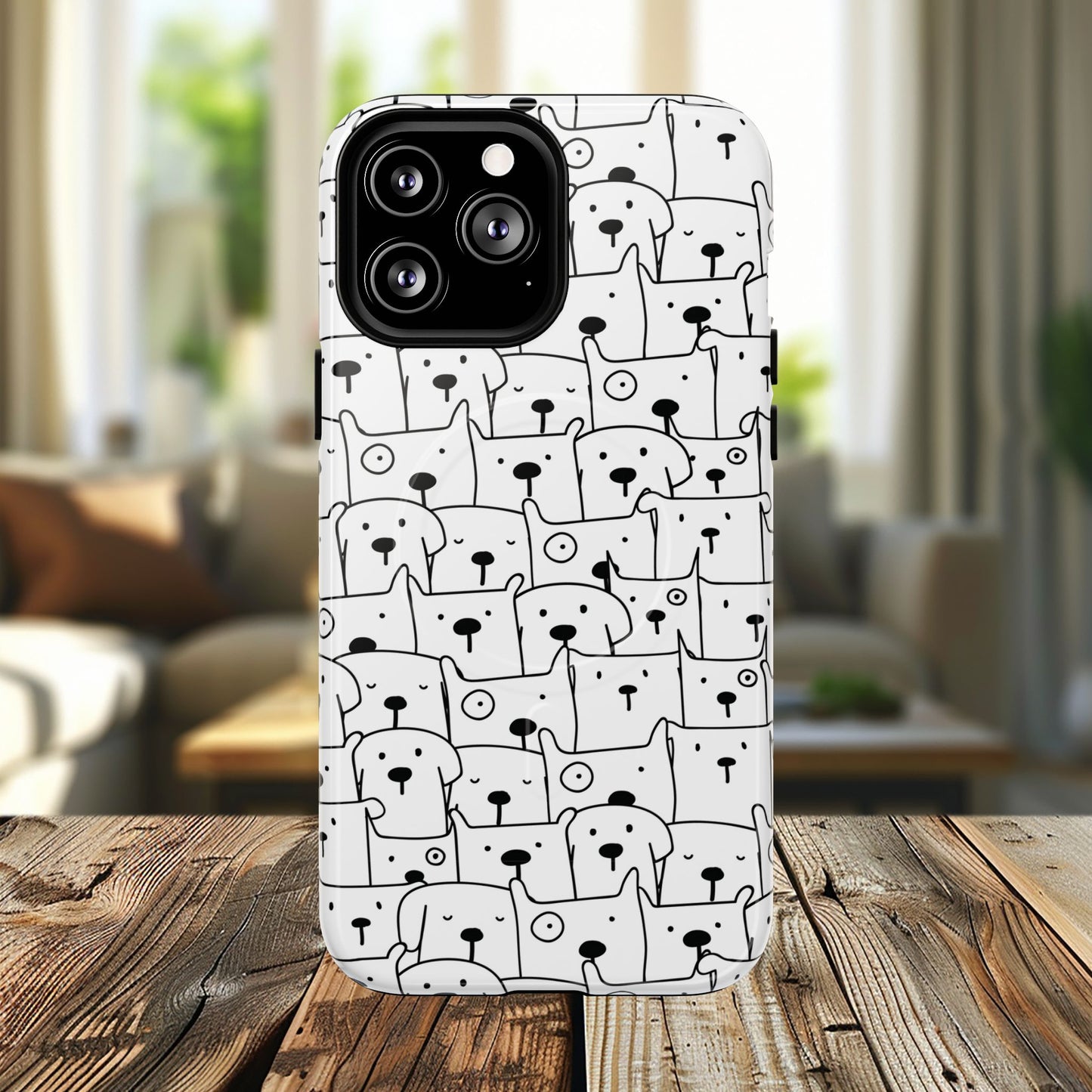 Cute Woof Line-Up iPhone Case, Tough Magnetic Case for Pet Lovers, Stylish Phone Accessory, Gift for Dog Owners, Protective Pet Case