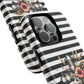 Grace in Bloom Tough Magnetic iPhone Case with Floral Cross Design, Boho iPhone Cover, Striped iPhone Case, Unique Religious Gift, Trendy Cell iPhone Accessory.