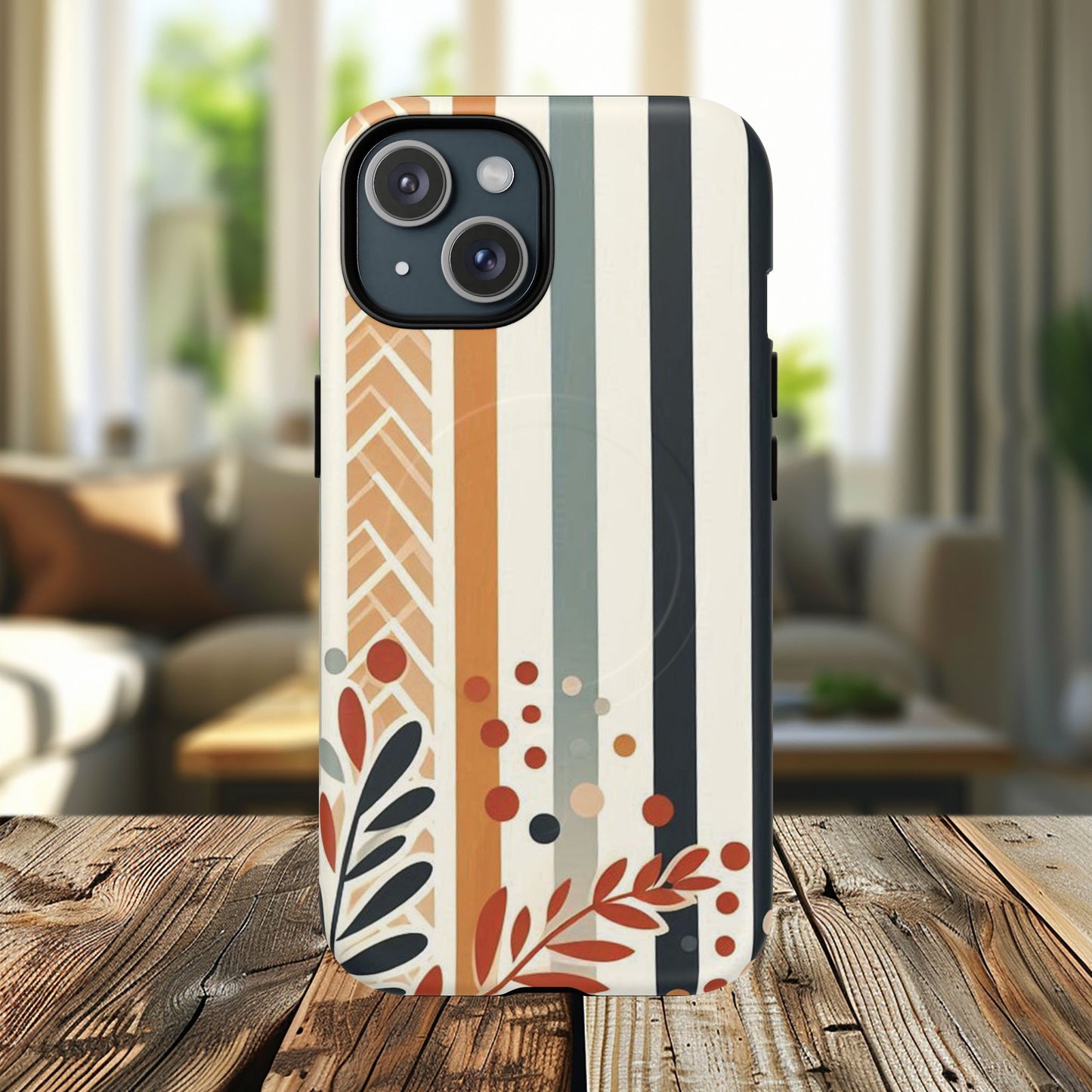 Terracotta Trails Tough Magnetic iPhone Cases for Everyday Use, Floral Patterned Stability Case, Gift for Her, Durable iPhone Accessory.