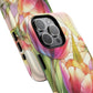 Tulip Glow Tough iPhone Magnetic Case, Floral Design, Spring Gift, Durable Protection, Smartphone Accessories, MagSafe Accessories, Stained Glass Tulip Gift