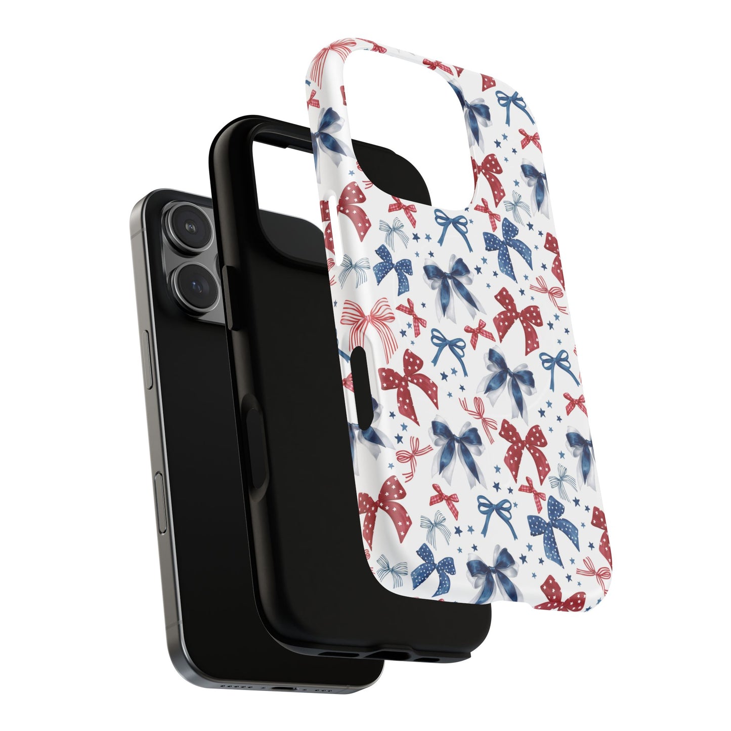 Patriotic Coquette Tough iPhone Magnetic Case, Stylish Gift for Her, Summer Celebrations, Cute Bow Design
