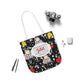Personalized Black Composition Book Inspired Canvas Tote Bag with Colorful Straps, Cute School Bag, Eco-Friendly Tote, Back to School Shopping Bag, Teacher Gift Idea