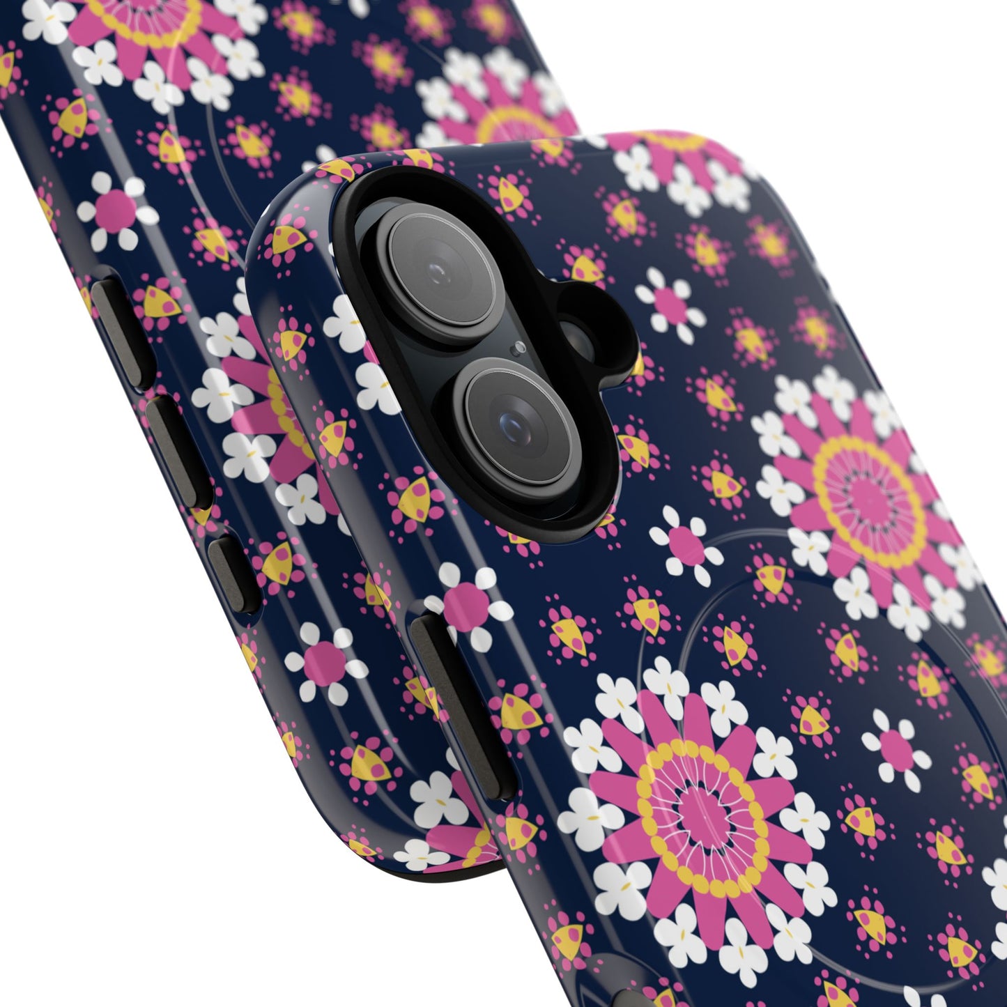 Midnight Mandala Bloom Tough iPhone Magnetic Case, Vibrant Design for Protection, Gift for Her, Trendy Accessory, Floral MagSafe iPhone Cover, Birthday, & Everyday Use