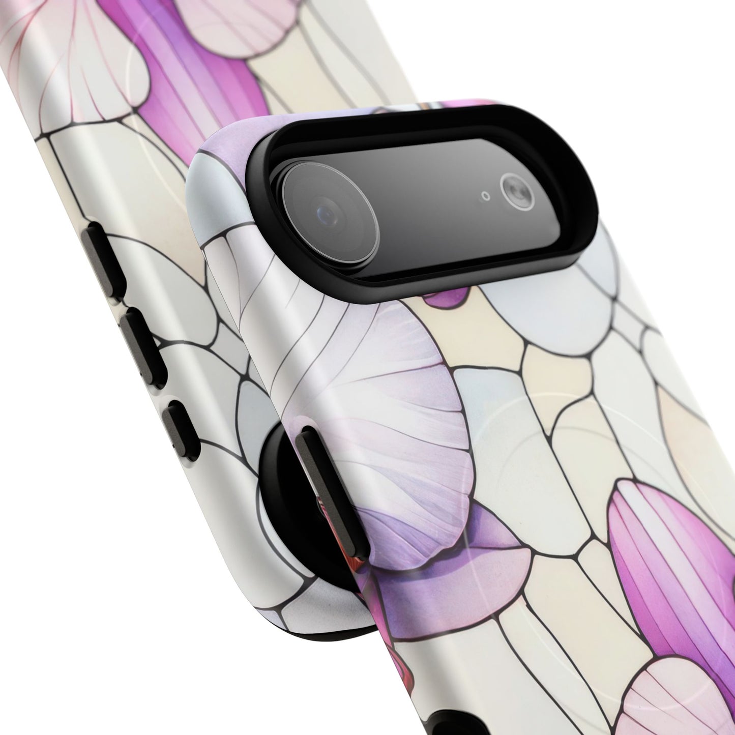 Orchid Grace Tough iPhone Magnetic Case, Protective iPhone Cover, Trendy Stained Glass Design, Floral Gift, Unique iPhone Accessory, Durable iPhone Case