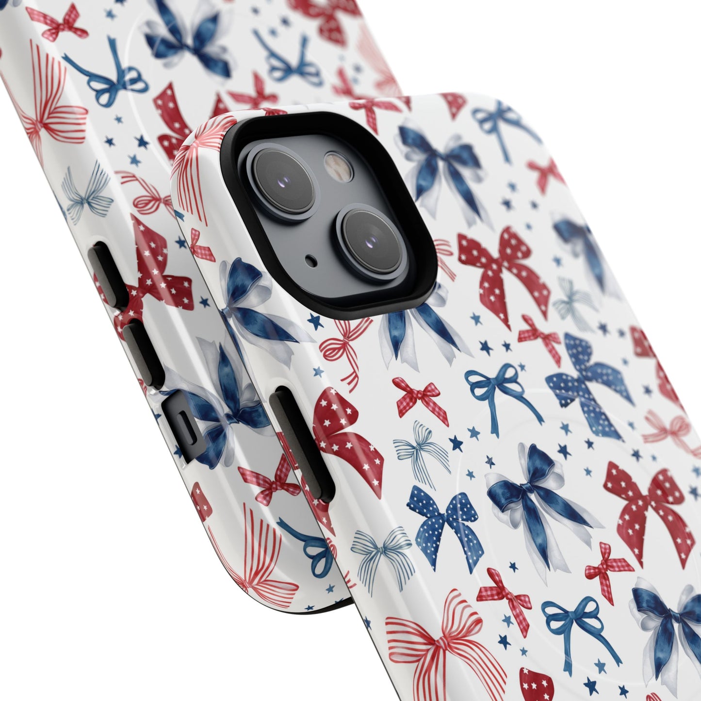 Patriotic Coquette Tough iPhone Magnetic Case, Stylish Gift for Her, Summer Celebrations, Cute Bow Design