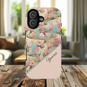 Blush Bloom Village Tough Magnetic MagSafe®Case, Durable Protection, Unique Gift for Nature Lovers,  iPhone® 13, 14, 15, 16, 17, Pro, Pro Max, Plus Cases.