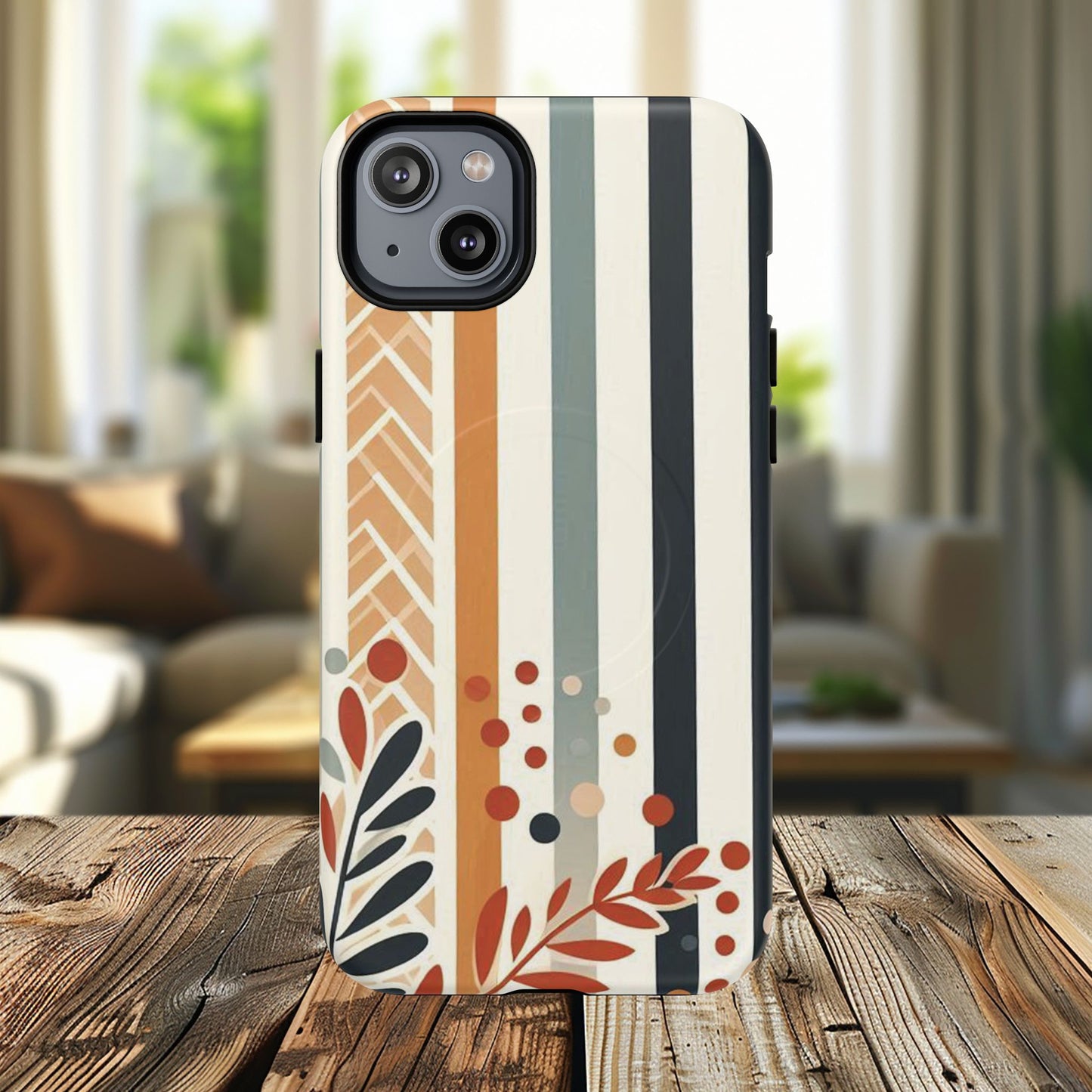 Terracotta Trails Tough Magnetic iPhone Cases for Everyday Use, Floral Patterned Stability Case, Gift for Her, Durable iPhone Accessory.