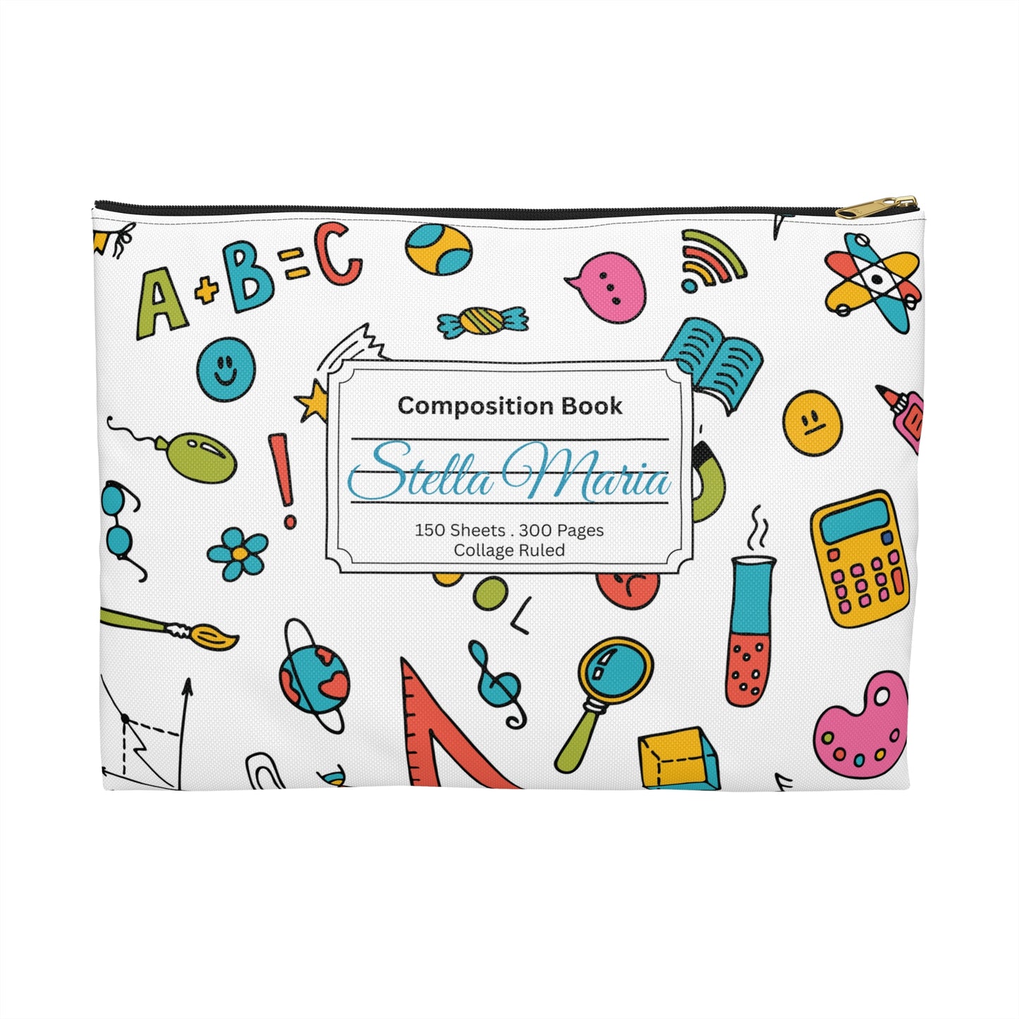 Personalized Classroom Couture Composition Book Inspired Accessory Pouch, Kids School Supplies, Classroom Organizer, Teacher Gift, Fun Stationery Case, Back to School