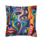 Psychedelic Visions Vibrant Abstract Art Pillowcase - Colorful Decorative Faux Suede Cushion Cover