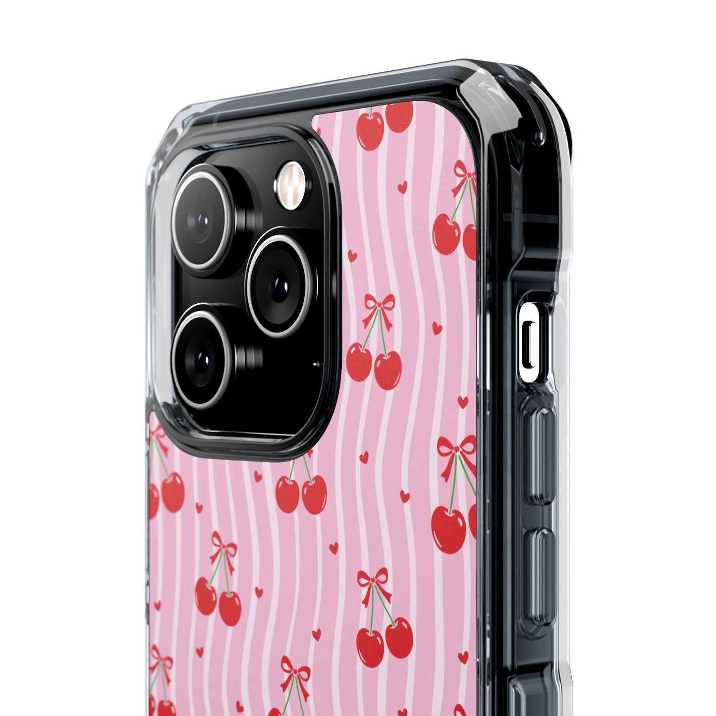 Personalized Cherry Blossom Dreams Clear Magnetic MagSafe iPhone® 13, 14, 15, 16, 17, X/XS, SE, XR, Mini, Pro, Pro Max, Plus Cases. — Customizable Name Accent