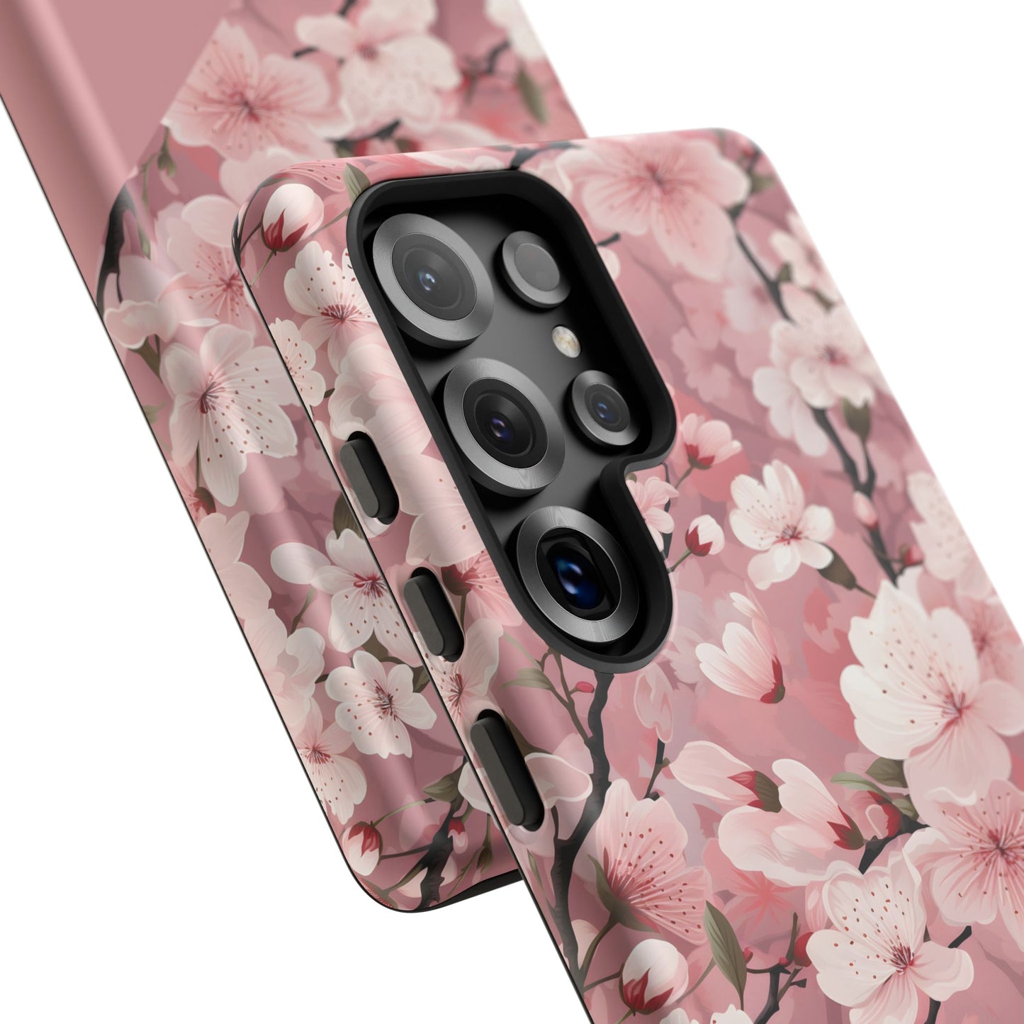 Personalized Cherry Blossom Tough Phone Case — Pink Floral Protective Case for Samsung & Google